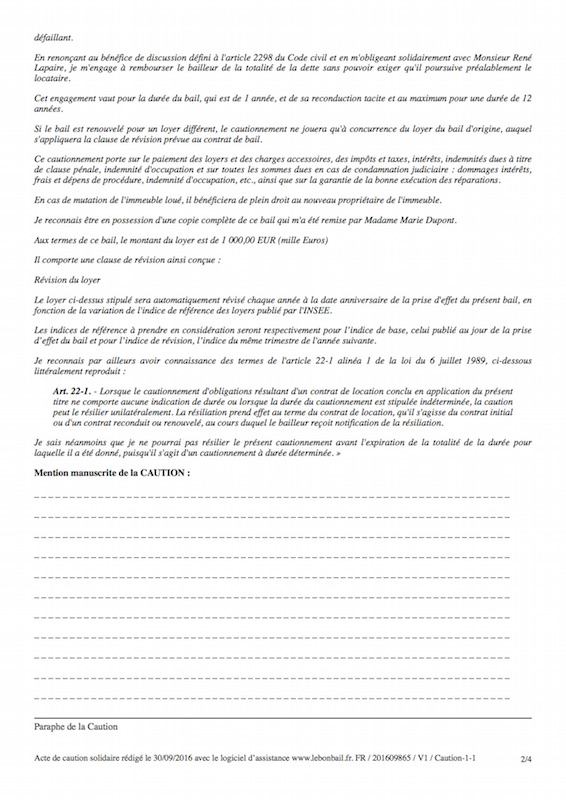 Exemple de caution - Page 2